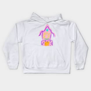 Pink yellow watercolor pastel fairy house Kids Hoodie